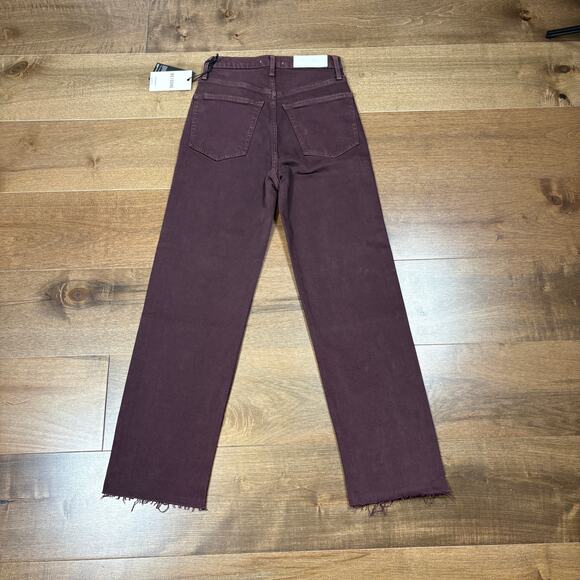 RE/DONE Originals 70s Ultra High Rise Stove Pipe Jeans size 24 Washed Plum NWT - Picture 7 of 9